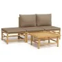 4-piece bamboo garden furniture set with taupe gray cushions by vidaXL, Garden sets - Ref: Foro24-3155139, Price: 328,50 €, D...