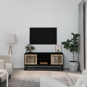 Mueble de TV hierro y madera contrachapada negro 105x30x45 cm de vidaXL, Muebles TV - Ref: Foro24-352098, Precio: 103,66 €, D...