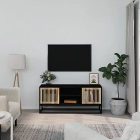 Mueble de TV hierro y madera contrachapada negro 105x30x45 cm de vidaXL, Muebles TV - Ref: Foro24-352098, Precio: 124,98 €, D...