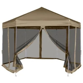 Removable hexagonal tent with taupe gray walls 3.6x3.1m 220g/m² by vidaXL, Tents and gazebos - Ref: Foro24-362013, Price: 223...