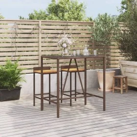 High bar table with brown PE rattan glass surface 110x70x110 cm by vidaXL, Garden tables - Ref: Foro24-362587, Price: 102,78 ...
