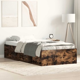 Estructura de cama roble ahumado 75x190 cm