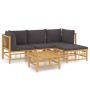 5-teiliges Gartenmöbel-Set aus Bambus mit dunkelgrauen Kissen von vidaXL, Gartensets - Ref: Foro24-3155210, Preis: 410,58 €, ...