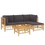 5-teiliges Gartenmöbel-Set aus Bambus mit dunkelgrauen Kissen von vidaXL, Gartensets - Ref: Foro24-3155210, Preis: 410,58 €, ...