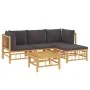 Set de muebles de jardín 5 piezas bambú con cojines gris oscuro de vidaXL, Conjuntos de jardín - Ref: Foro24-3155210, Precio:...