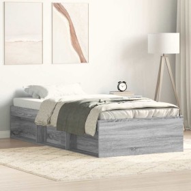 Estructura de cama gris Sonoma 75x190 cm