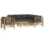 7-teiliges Gartenmöbel-Set aus Bambus mit dunkelgrauen Kissen von vidaXL, Gartensets - Ref: Foro24-3155221, Preis: 727,55 €, ...