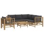 7-teiliges Gartenmöbel-Set aus Bambus mit dunkelgrauen Kissen von vidaXL, Gartensets - Ref: Foro24-3155221, Preis: 736,09 €, ...