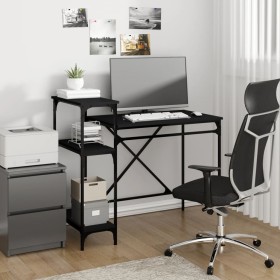 Desk with shelves black plywood 105x50x90 cm by vidaXL, Desks - Ref: Foro24-826714, Price: 67,60 €, Discount: %