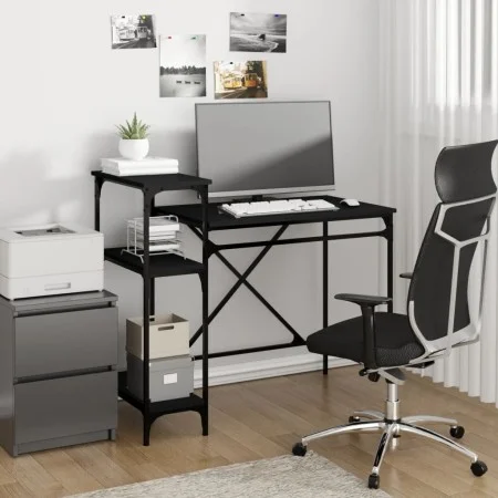 Desk with shelves black plywood 105x50x90 cm by vidaXL, Desks - Ref: Foro24-826714, Price: 67,60 €, Discount: %