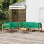 6-teiliges Gartenmöbel-Set aus Bambus mit grünen Kissen von vidaXL, Gartensets - Ref: Foro24-3155154, Preis: 492,94 €, Rabatt: %