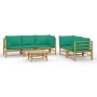 6-piece bamboo garden furniture set with green cushions by vidaXL, Garden sets - Ref: Foro24-3155154, Price: 492,94 €, Discou...