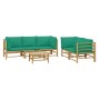 6-teiliges Gartenmöbel-Set aus Bambus mit grünen Kissen von vidaXL, Gartensets - Ref: Foro24-3155154, Preis: 492,94 €, Rabatt: %
