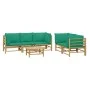 Set de muebles de jardín 6 piezas bambú con cojines verde de vidaXL, Conjuntos de jardín - Ref: Foro24-3155154, Precio: 486,3...