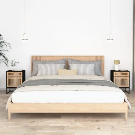 Nachttische 2 Stück, schwarzes Eisen und Holz, 40 x 30 x 55,5 cm von vidaXL, Nachttische - Ref: Foro24-352094, Preis: 85,57 €...
