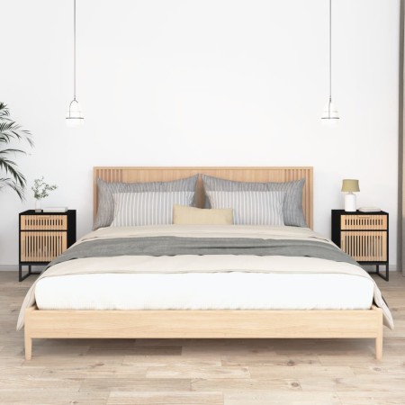 Nachttische 2 Stück, schwarzes Eisen und Holz, 40 x 30 x 55,5 cm von vidaXL, Nachttische - Ref: Foro24-352094, Preis: 99,52 €...