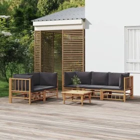 6-piece bamboo garden furniture set with dark gray cushions by vidaXL, Garden sets - Ref: Foro24-3155218, Price: 562,34 €, Di...