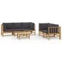 6-teiliges Gartenmöbel-Set aus Bambus mit dunkelgrauen Kissen von vidaXL, Gartensets - Ref: Foro24-3155218, Preis: 562,26 €, ...