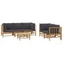 6-teiliges Gartenmöbel-Set aus Bambus mit dunkelgrauen Kissen von vidaXL, Gartensets - Ref: Foro24-3155218, Preis: 562,26 €, ...