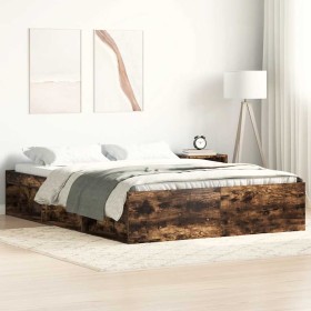 Estructura de cama roble ahumado 120x200 cm