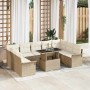 Conjunto de sofá de jardín con cojín 10 pcs Beige Poliratán