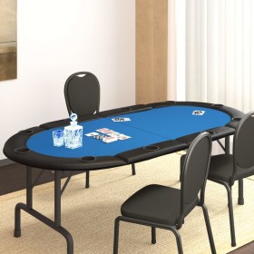 Tablero de póquer plegable para 10 jugadores azul 208x106x3 cm