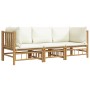 Gartenmöbel-Set 3-teilig aus Bambus und cremeweißen Kissen von vidaXL, Gartensets - Ref: Foro24-3155183, Preis: 411,57 €, Rab...