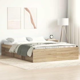 Estructura de cama roble Sonoma 140x200 cm