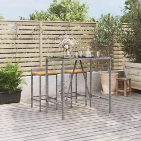 High bar table with gray PE rattan glass surface 110x70x110 cm by vidaXL, Garden tables - Ref: Foro24-362589, Price: 133,54 €...