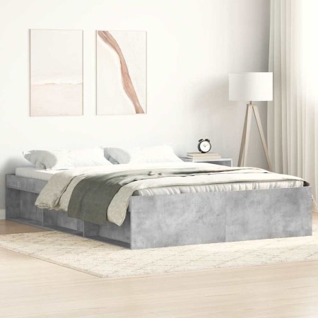 Estructura de cama gris hormigón 140x200 cm