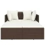 Tumbona con cojines ratán sintético marrón 182x118x63 cm de vidaXL, Camas para exteriores - Ref: Foro24-362266, Precio: 298,2...