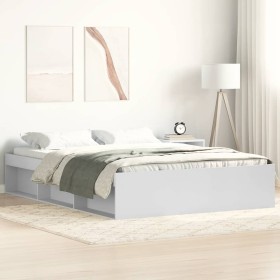Estructura de cama doble sin colchón blanco 150x200 cm
