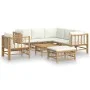 8-teiliges Gartenmöbel-Set aus Bambus und cremeweißen Kissen von vidaXL, Gartensets - Ref: Foro24-3155190, Preis: 922,48 €, R...