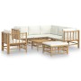 8-teiliges Gartenmöbel-Set aus Bambus und cremeweißen Kissen von vidaXL, Gartensets - Ref: Foro24-3155190, Preis: 955,88 €, R...