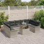 Conjunto de sofá de jardín 10 pcs Gris claro Poliratán
