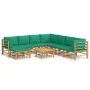 9-piece bamboo garden furniture set with green cushions by vidaXL, Garden sets - Ref: Foro24-3155164, Price: 685,03 €, Discou...