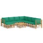 9-teiliges Gartenmöbel-Set aus Bambus mit grünen Kissen von vidaXL, Gartensets - Ref: Foro24-3155164, Preis: 694,44 €, Rabatt: %