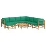9-piece bamboo garden furniture set with green cushions by vidaXL, Garden sets - Ref: Foro24-3155164, Price: 685,03 €, Discou...