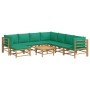 9-teiliges Gartenmöbel-Set aus Bambus mit grünen Kissen von vidaXL, Gartensets - Ref: Foro24-3155164, Preis: 694,44 €, Rabatt: %