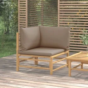 Bamboo garden corner sofa with taupe gray cushions by vidaXL, Modular outdoor sofas - Ref: Foro24-362286, Price: 133,78 €, Di...