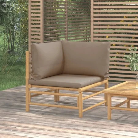 Bamboo garden corner sofa with taupe gray cushions by vidaXL, Modular outdoor sofas - Ref: Foro24-362286, Price: 133,78 €, Di...