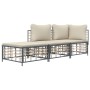 Gartenmöbel-Set 3-teilig anthrazitfarbene PE-Rattankissen von vidaXL, Outdoor-Sofas - Ref: Foro24-3186724, Preis: 232,63 €, R...