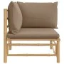 Bamboo garden corner sofa with taupe gray cushions by vidaXL, Modular outdoor sofas - Ref: Foro24-362286, Price: 133,78 €, Di...