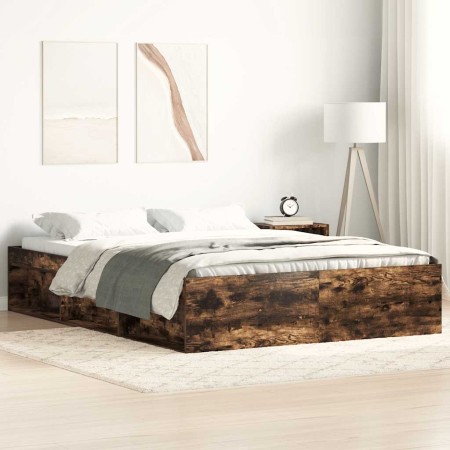 Estructura de cama roble ahumado 160x200 cm