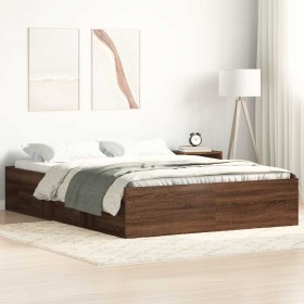 Estructura de cama roble marrón 160x200 cm
