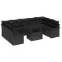 Conjunto de sofá de jardín con cojín 10 pcs Negro Poliratán