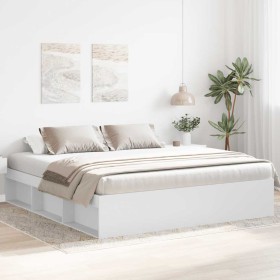 Estructura de cama doble sin colchón blanco 180x200 cm