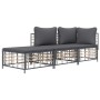Gartenmöbel-Set 3-teilig anthrazitfarbene PE-Rattankissen von vidaXL, Outdoor-Sofas - Ref: Foro24-3186725, Preis: 221,91 €, R...