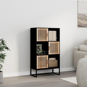 Hohes schwarzes Sperrholz-Sideboard 70x35x125 cm von vidaXL, Schließfächer und Lagerschränke - Ref: Foro24-352137, Preis: 142...