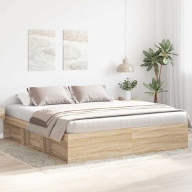 Estructura de cama roble Sonoma 180x200 cm